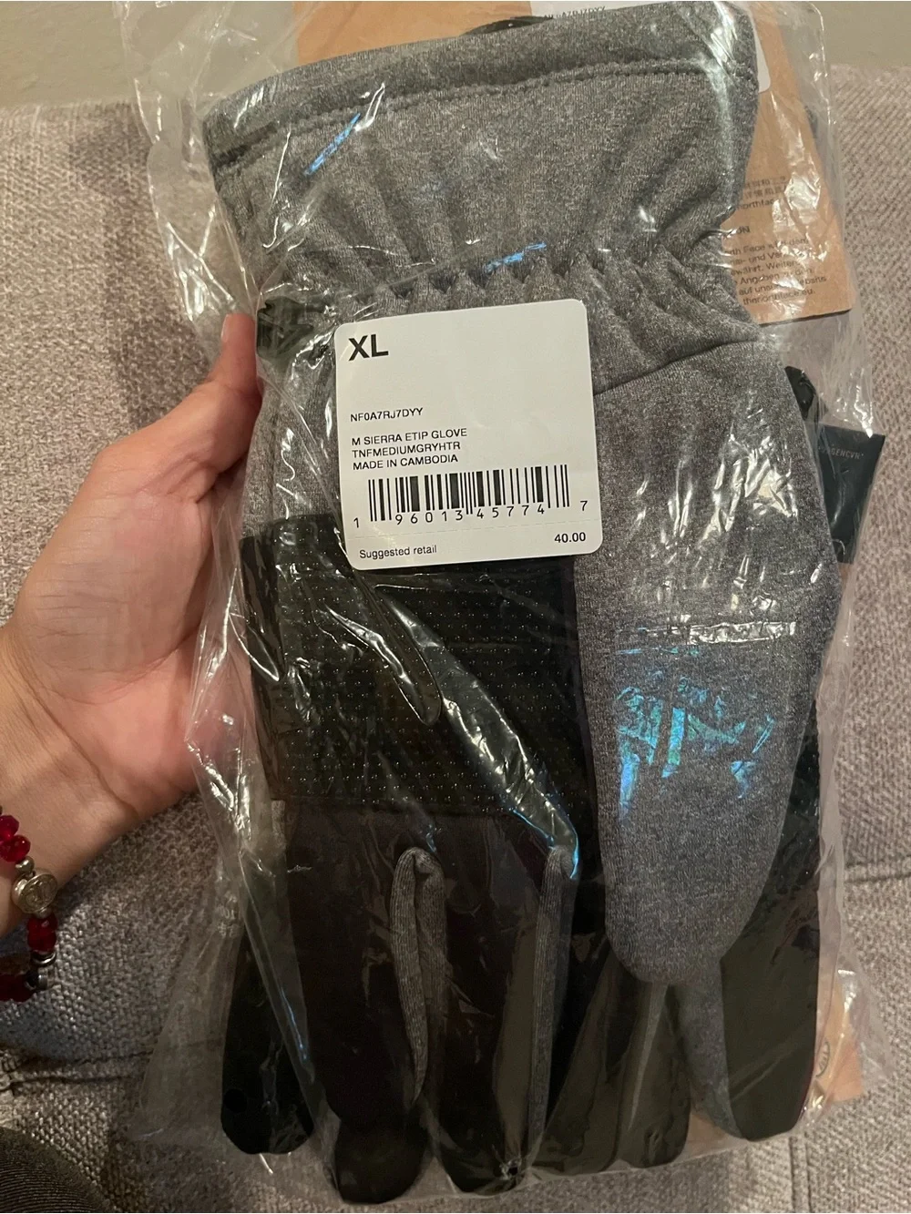 The North Face Men’s Grey & Black Insulated Tech Gloves